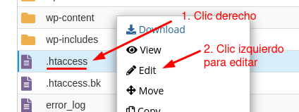 Como editar un archivo htaccess