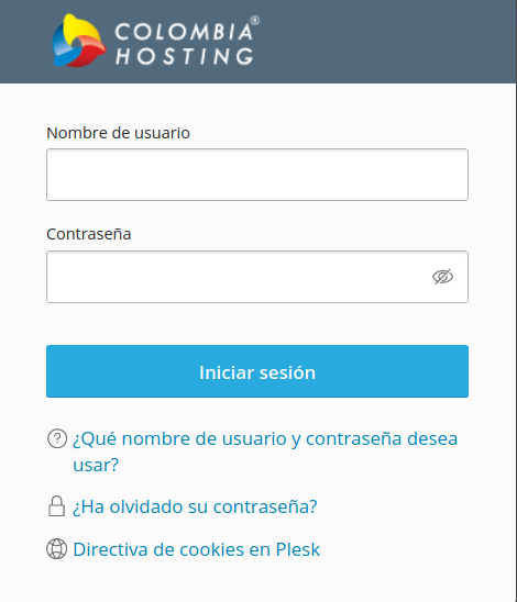 Iniciar sesión en Plesk