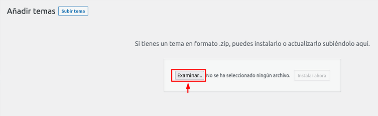 Opción examinar de WordPress