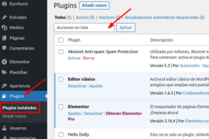 Desactivar plugins desde WordPress