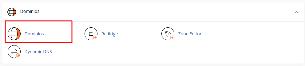 Entrando a la configuración de Dominios del cPanel