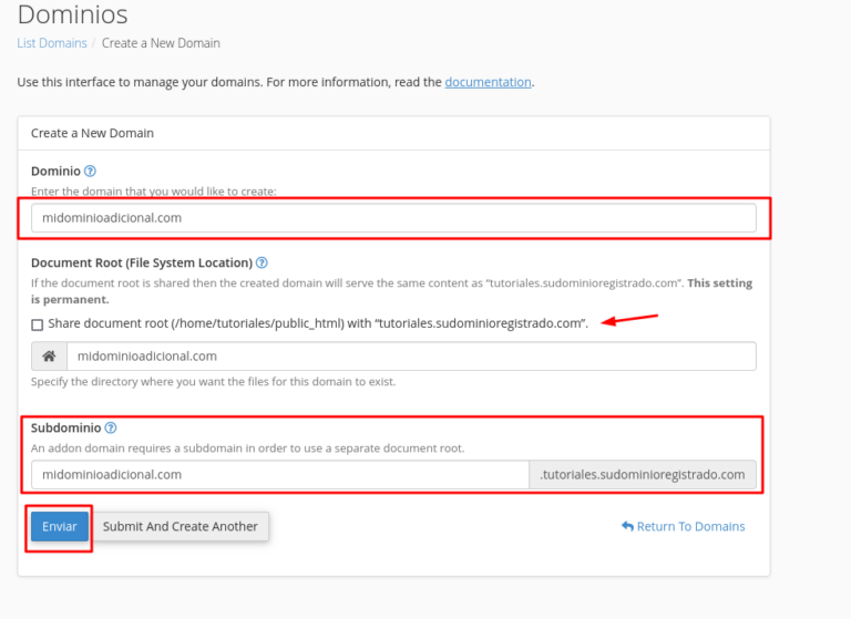 Configurando Dominio Adicional en cPanel