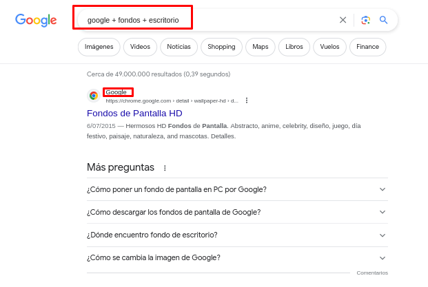 Búsqueda en Google