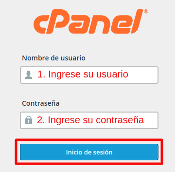 Interfaz de acceso al cPanel